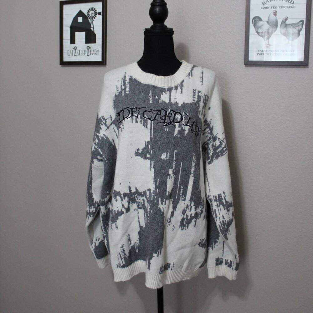Aelfric Eden Womens Sweater Gray White Oversized Soft Crewneck Size XL
